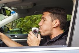 Man taking breathalyzer test